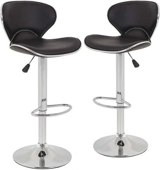 Bar Stools 2 Counter Height Adjustable PU Leather Swivel