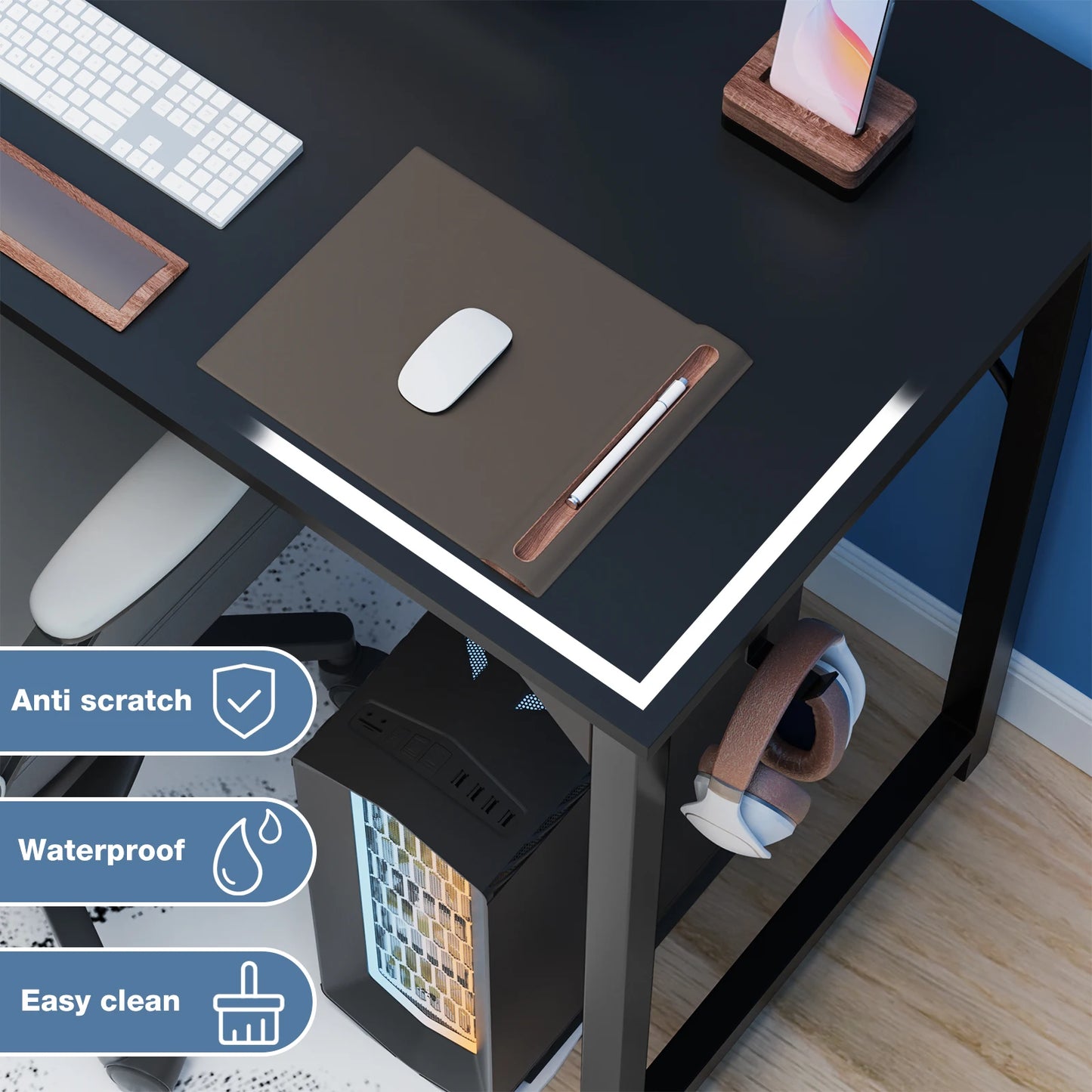 JHK Computer Desk Study Table Modern Compact With Side Bag