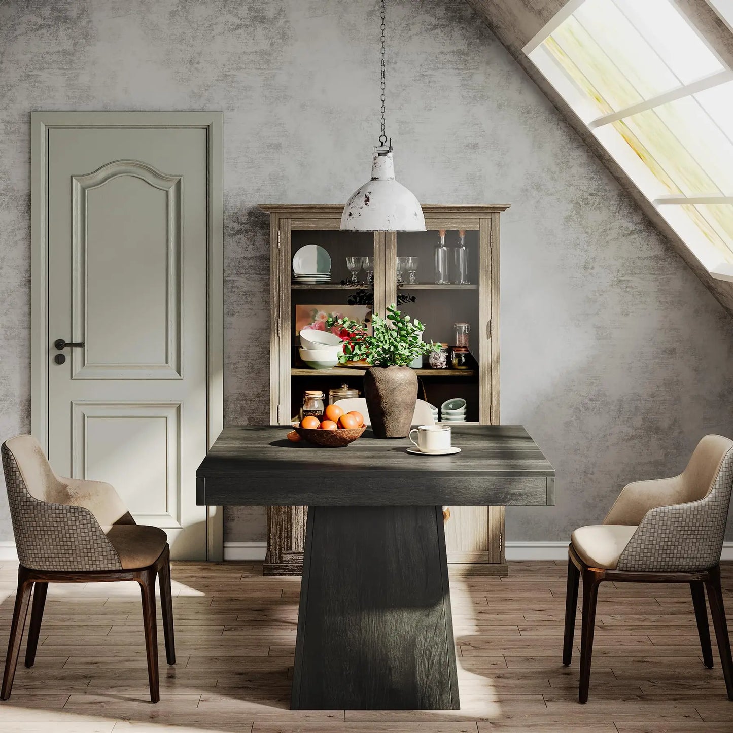 Tribesigns Square Dining Table For 4 With Pedestal Base