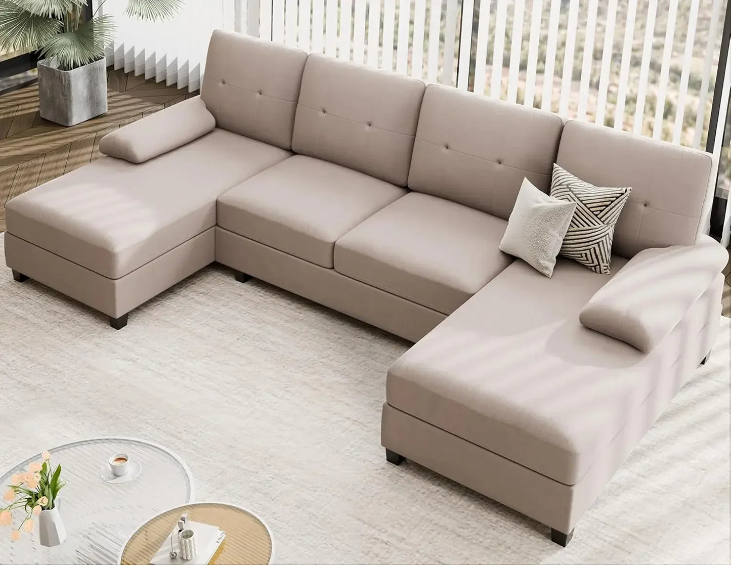 Sectional Sofa Couches for Living Room 4 Seat U Shaped