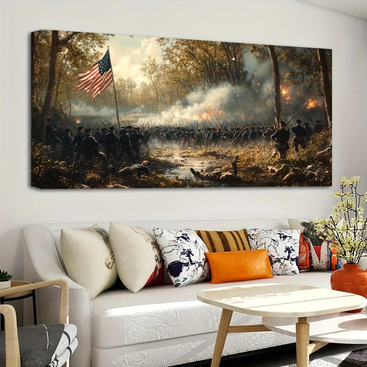 1.5 Inch Thick Pine Solid Wood Frame Gettysburg Iron Brigade Canvas Painting