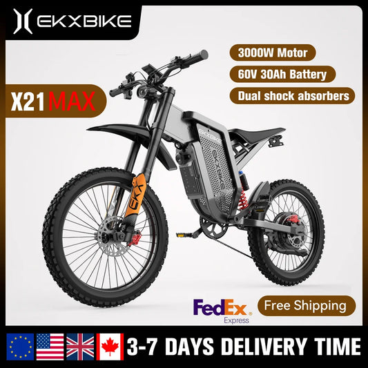 EKX X21 Max Electric Offroad Ebike 3000W 60V 30Ah 85Kmh