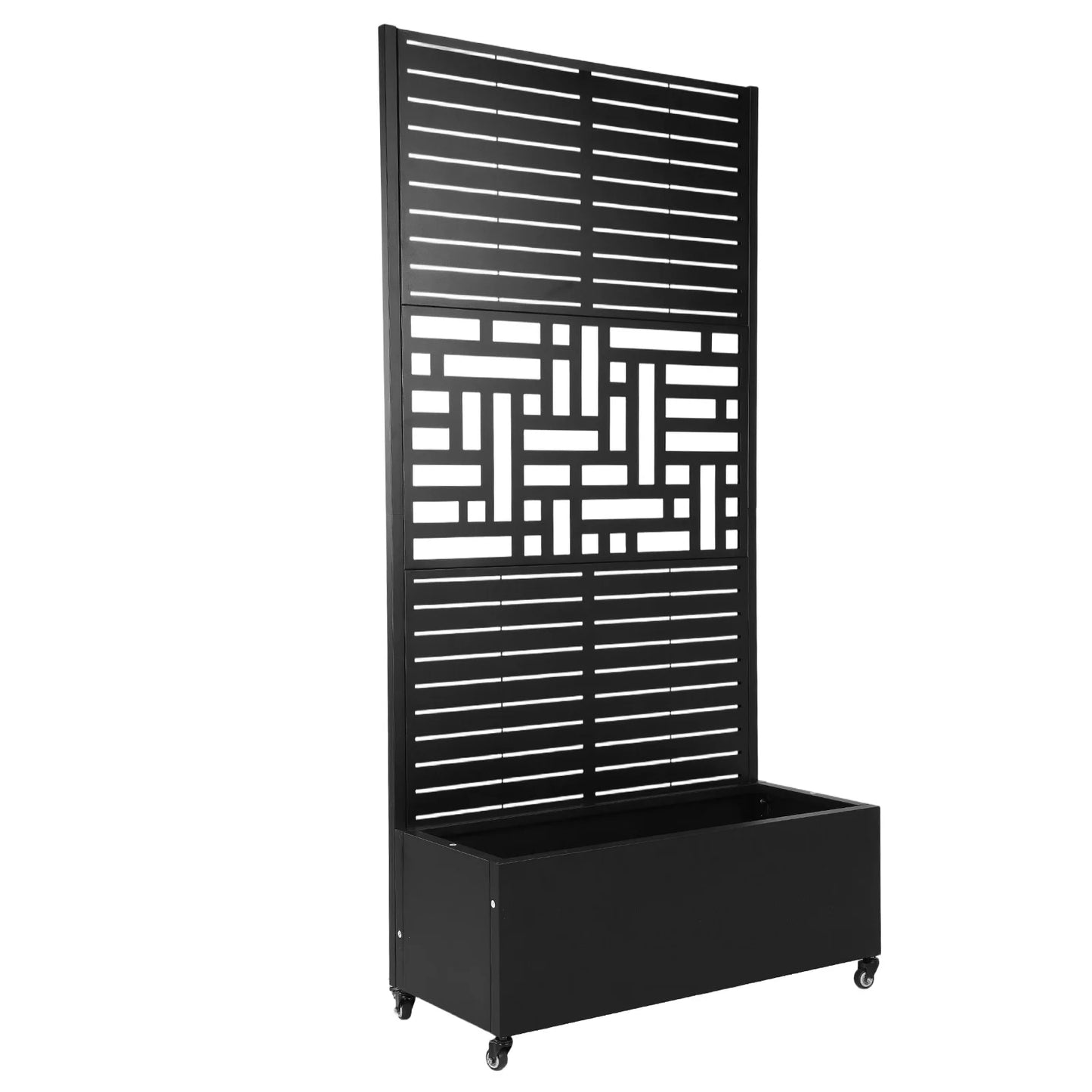 Metal Planter Box With Trellis And Wheels For Climbing Vines Outdoor Garden
