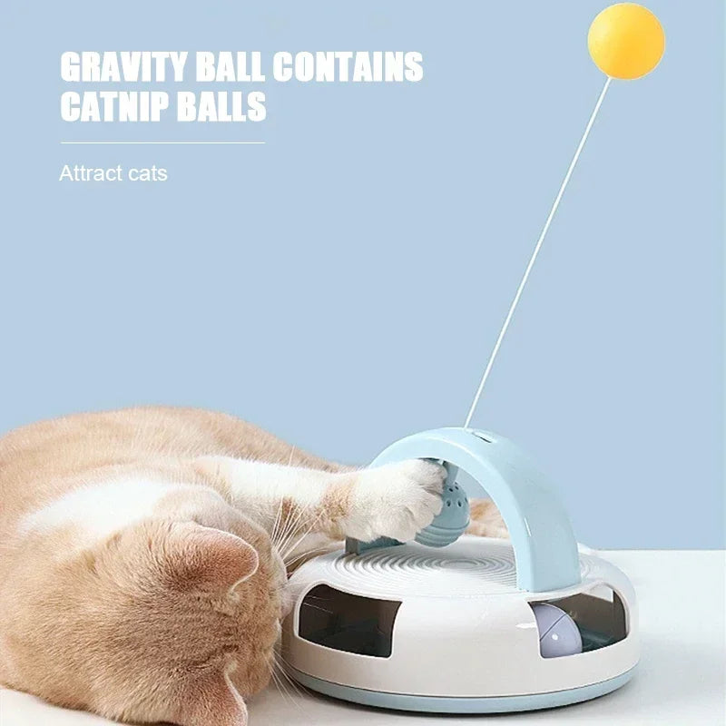 Gravity Table Tennis Cat Toy With Catnip Ball Turntable