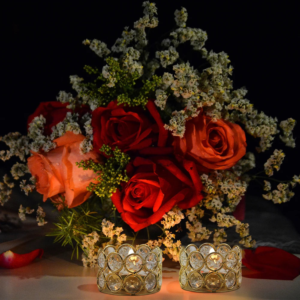 24Pcs Crystal Gold Tealight Votive Holders For Weddings