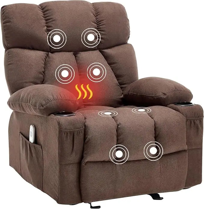 Ergonomic Massage Rocker Recliner With Heat And Vibration