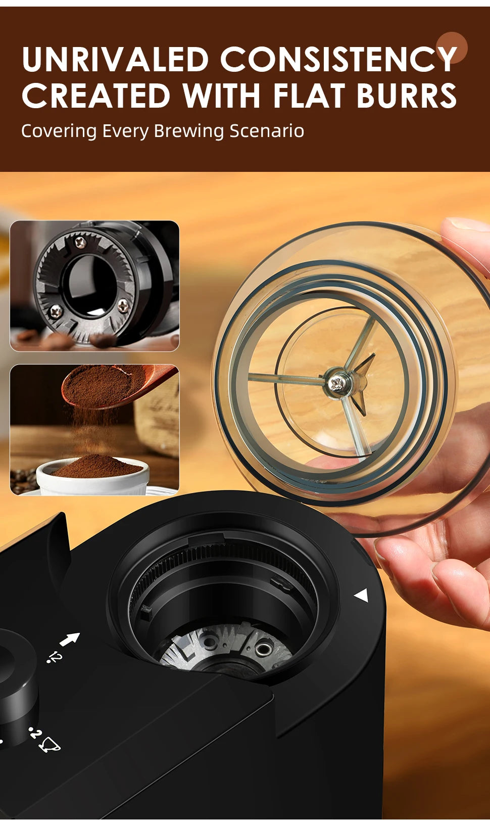 Electric Burr Mill Coffee Grinder Automatic Coffee Bean Grinding with 28 Grind Settings for Espresso French Press Drip 2 to 12 Cup