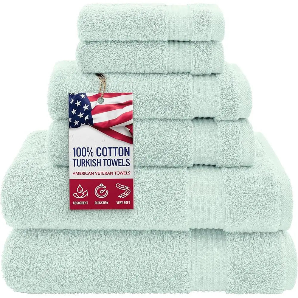 100 Cotton Turkish Towel Set Luxury 6 Piece Towels