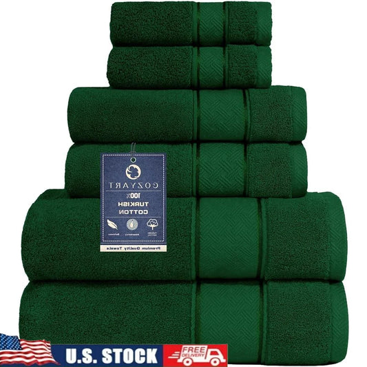 Luxury Turkish Cotton Towel Set 6 Piece Quick Dry Towels
