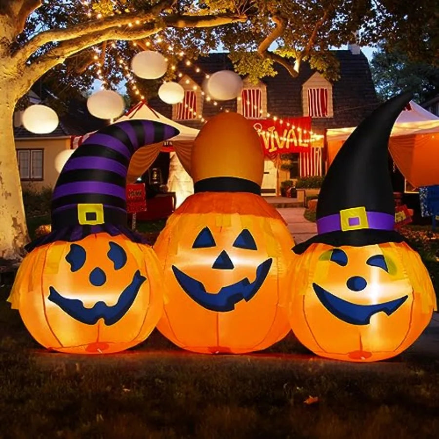 6.5 Feet Halloween Inflatable Pumpkin With Wizard Hat LED