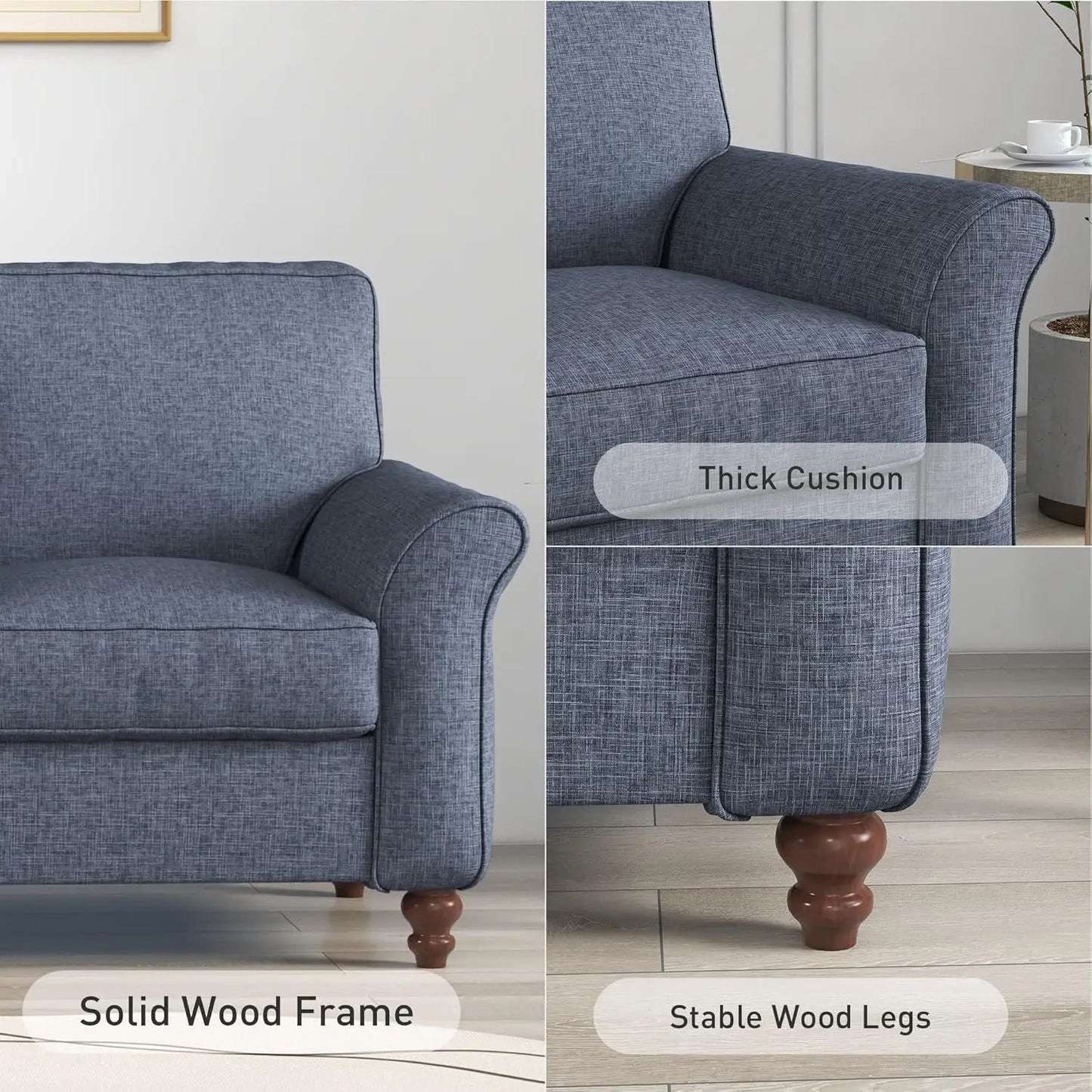 57 Inch Blue Loveseat Sofa 2 Seater For Living Room Office Apartment Customized