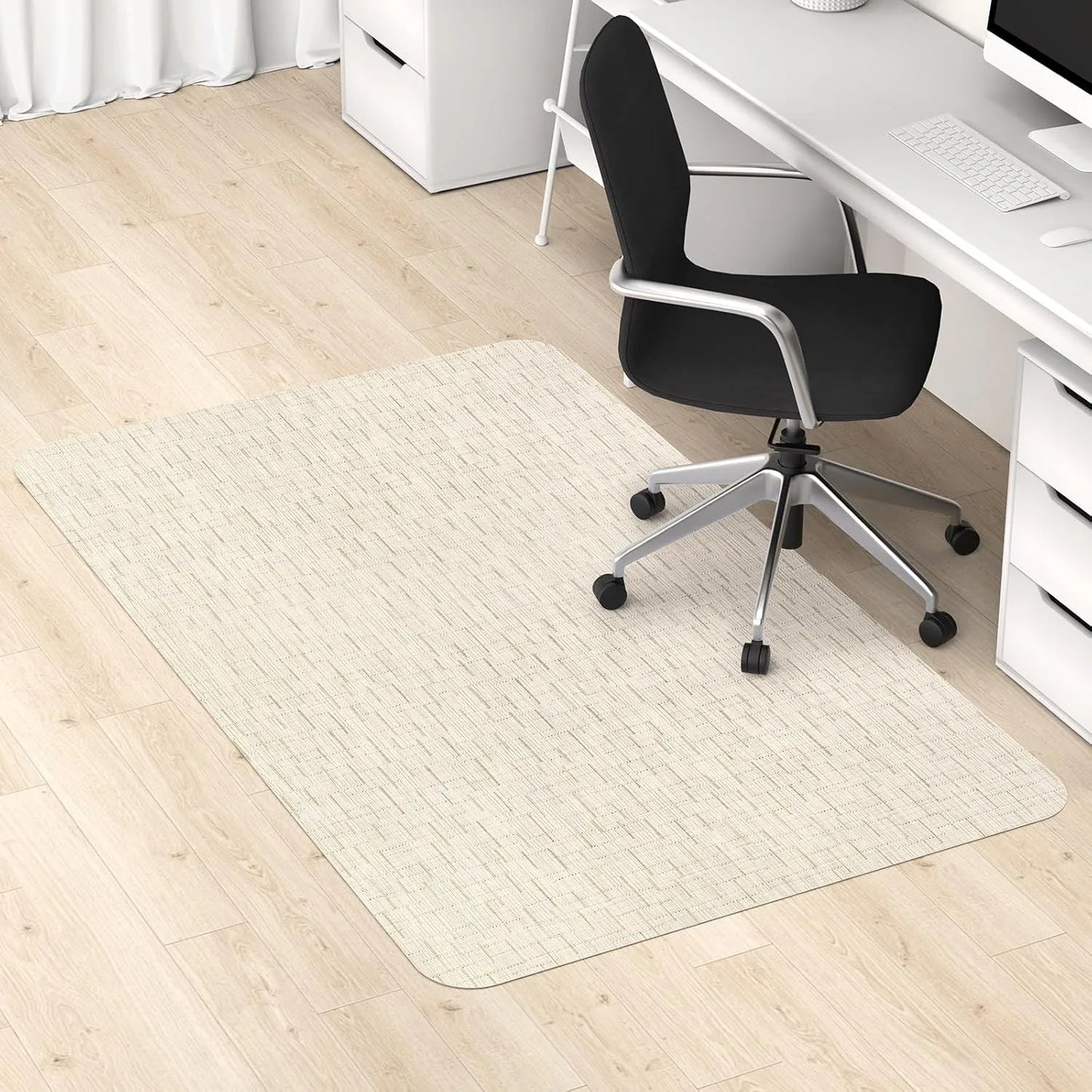 35 Inch x 48 Inch Office Chair Cushion for Hardwood and Tile Flooring Large Non Slip PVC Cushion for Office Desk Light Brown