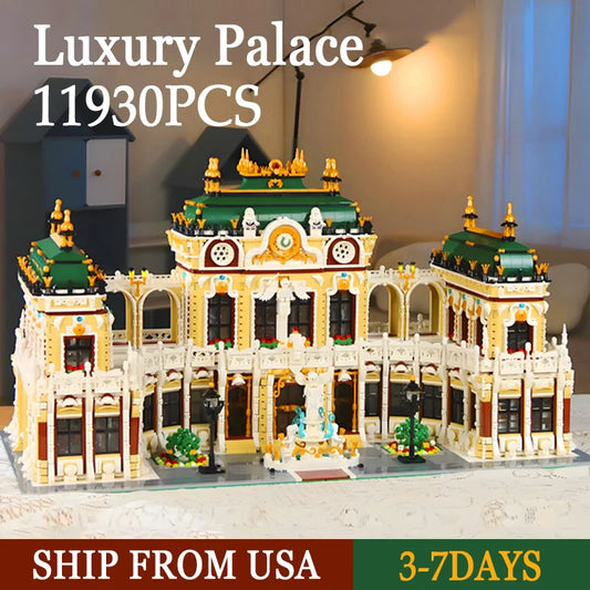 11930 Pieces Luxury Palace Building Blocks Street View Model MOC Brick Toys