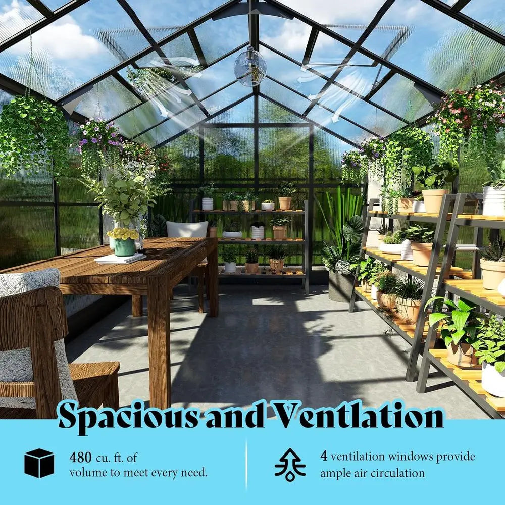 Walkin Greenhouse With 7ft Height 4 Vent Windows Lockable Door Outdoor Gardening