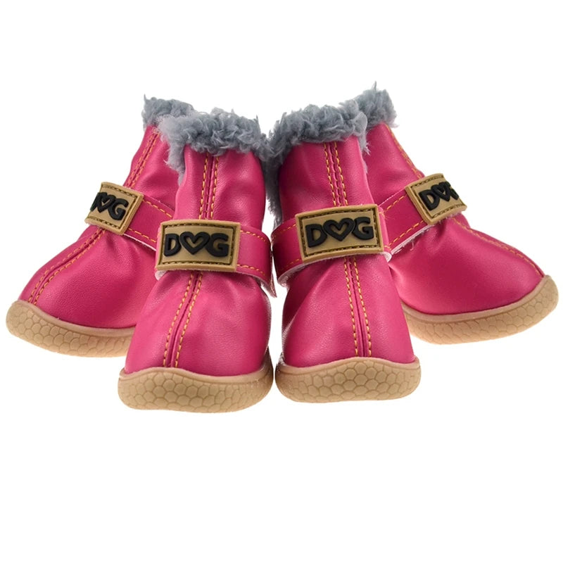 4 Pcs Set Keep Warm Snow Shoes for Small Dogs Non Slip Boots Winter