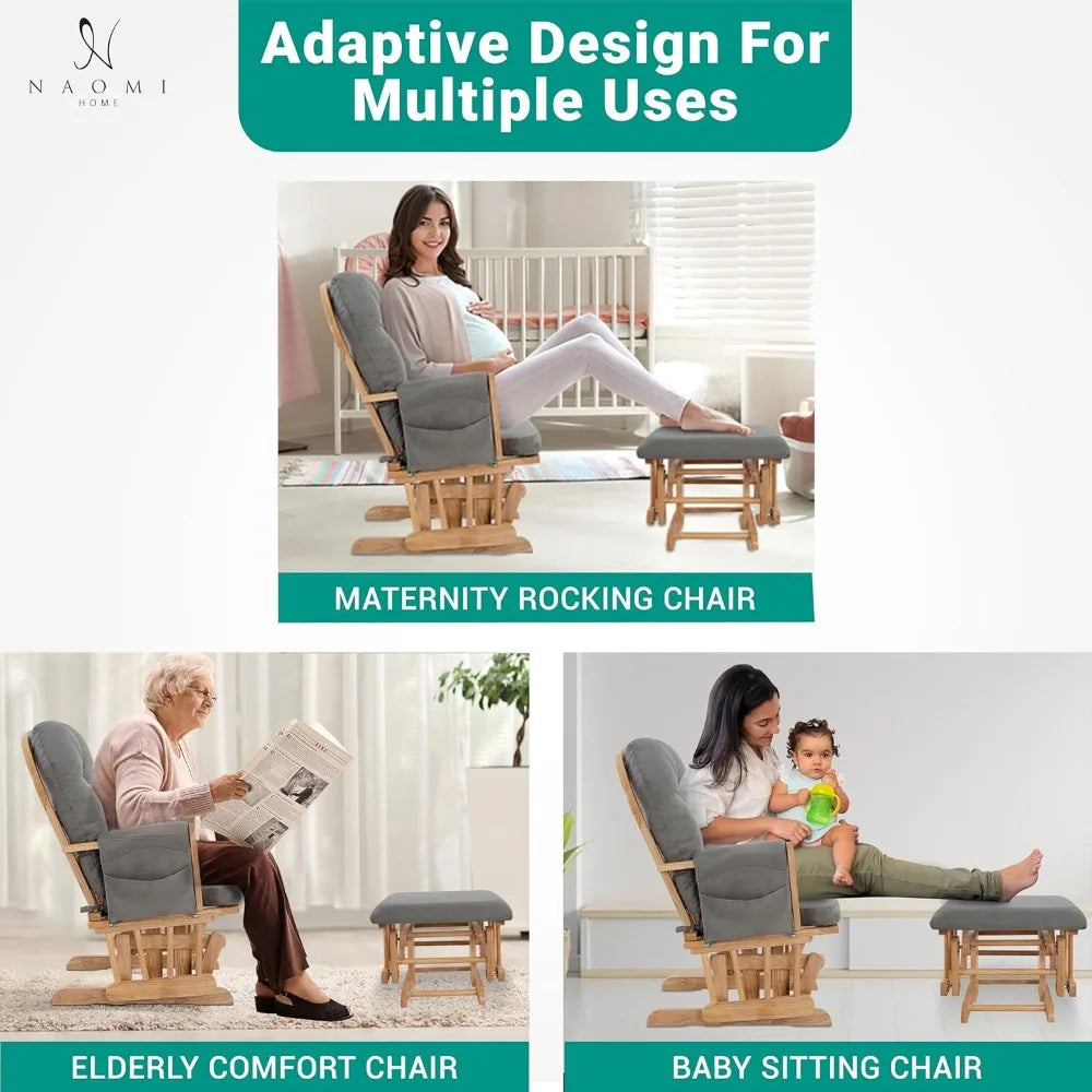 Brisbane Nursery Glider Ottoman Set With Recliner Rocking Chair
