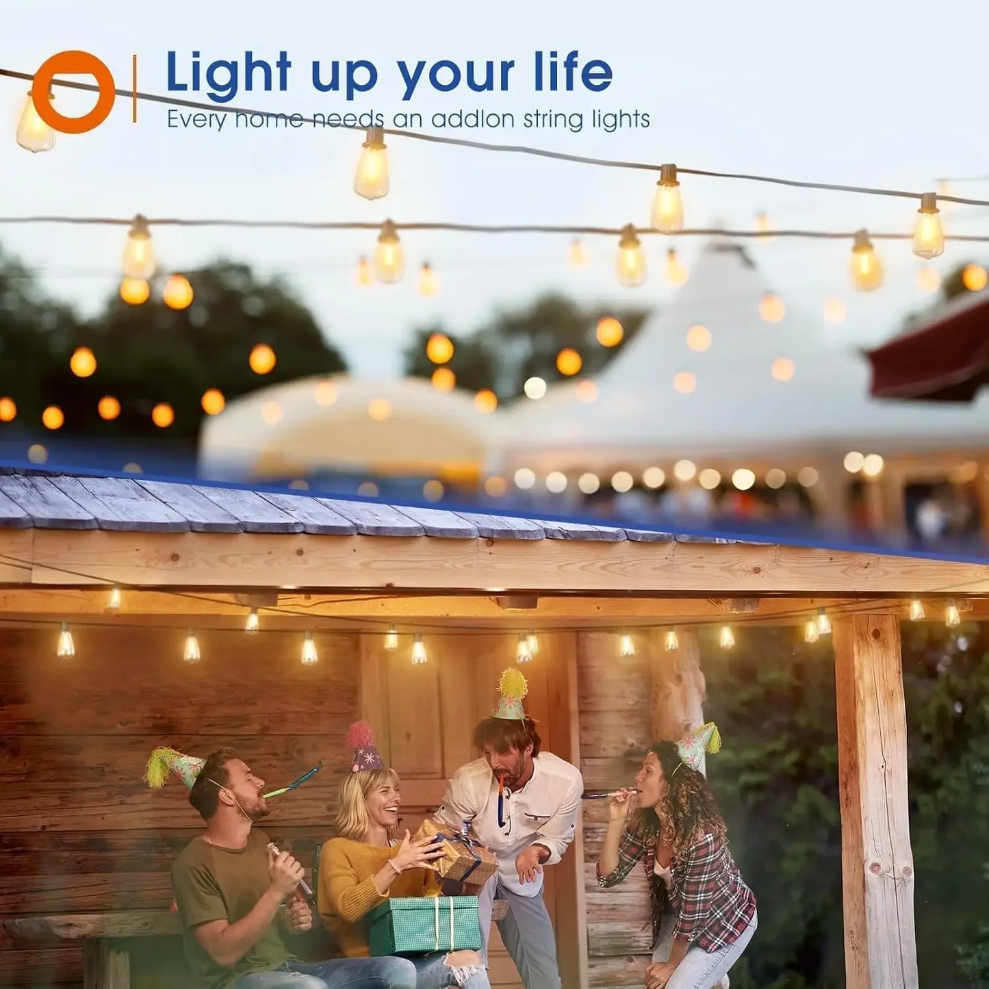 150Ft Led Outdoor String Lights Waterproof Patio Dimmable Replaceable ST38 Bulbs