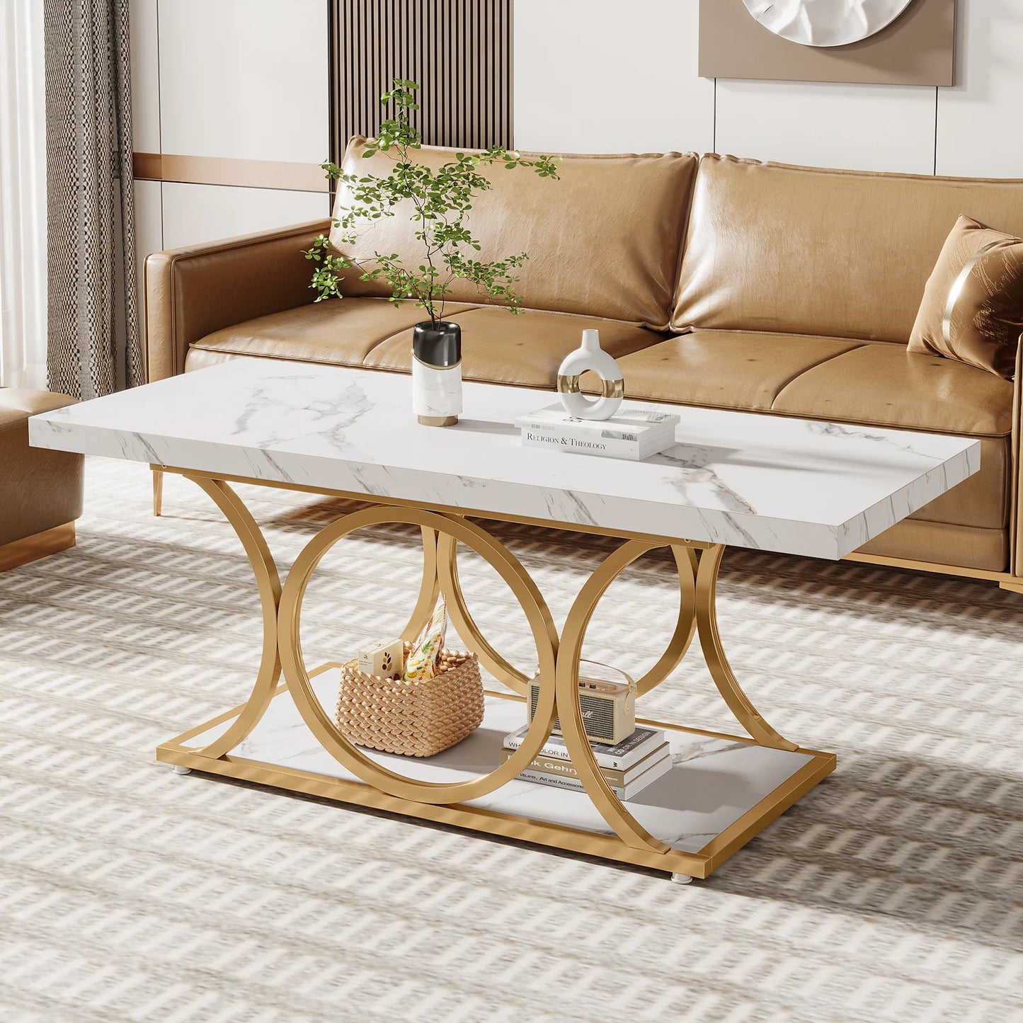 Tribesigns Rectangle Coffee Table 47.24 Inch Modern