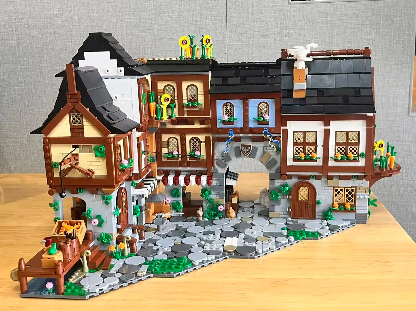 3867 Pcs Medieval Europe Towns Buildings Blocks Street View Village Model Kit