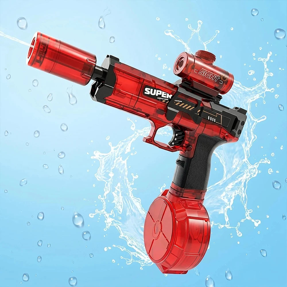 Rechargeable Electric Water Gun With LED Flame Burst High Capacity Long Range