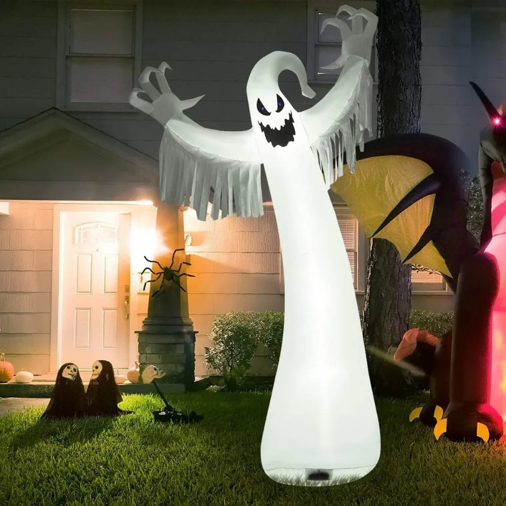 12 Ft Halloween Inflatable Ghost With Blower And LED Lights