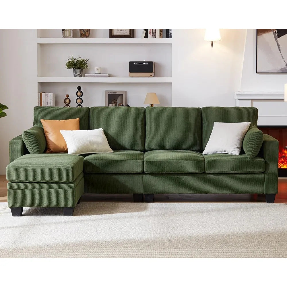 Corduroy Modular Sectional Sofa Ottoman Chaise L Shaped