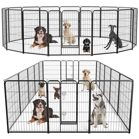 JHK 16 Panel Dog Playpen Indoor Pet Fence Heavy Duty Metal Dog Pen for Outdoor and Camping Use