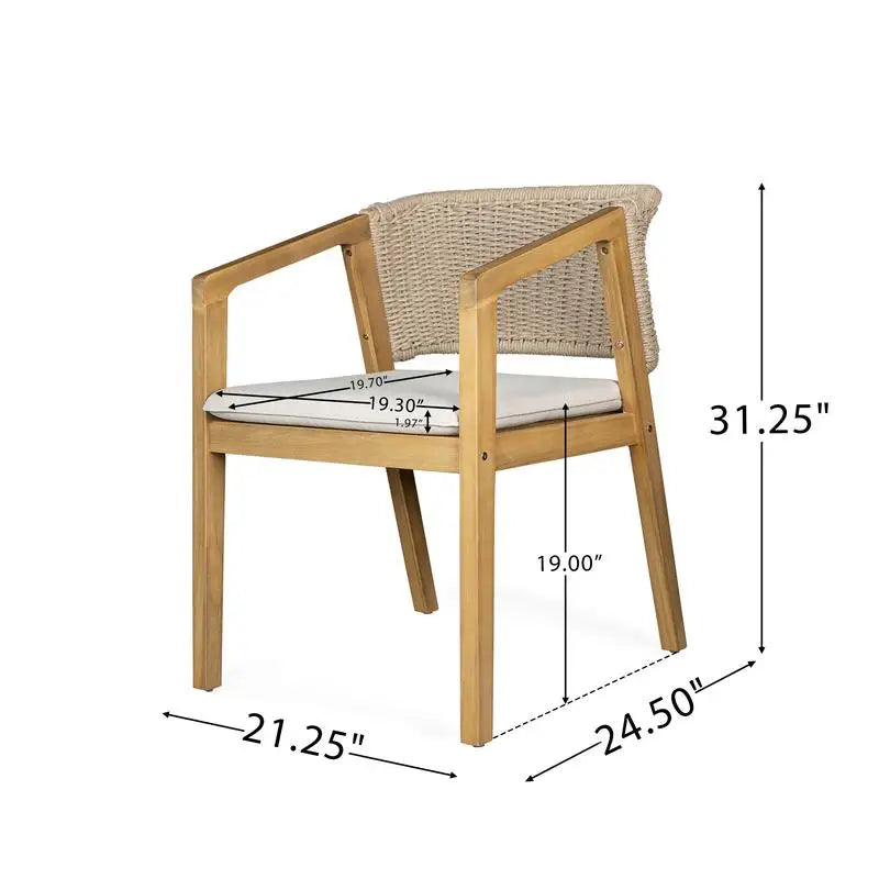 Bamboo Outdoor Dining Set 5 Piece Table And 4 Chairs Teak Beige Finish