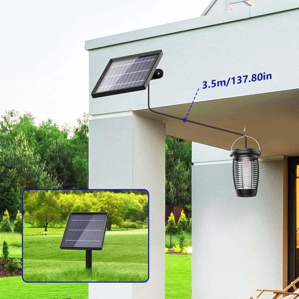 Solar Bug Zapper 2 In 1 Mosquito Killer Lamp Indoor Outdoor Solar Powered Rechargeable 4500V Fly Zapper Insect Trap