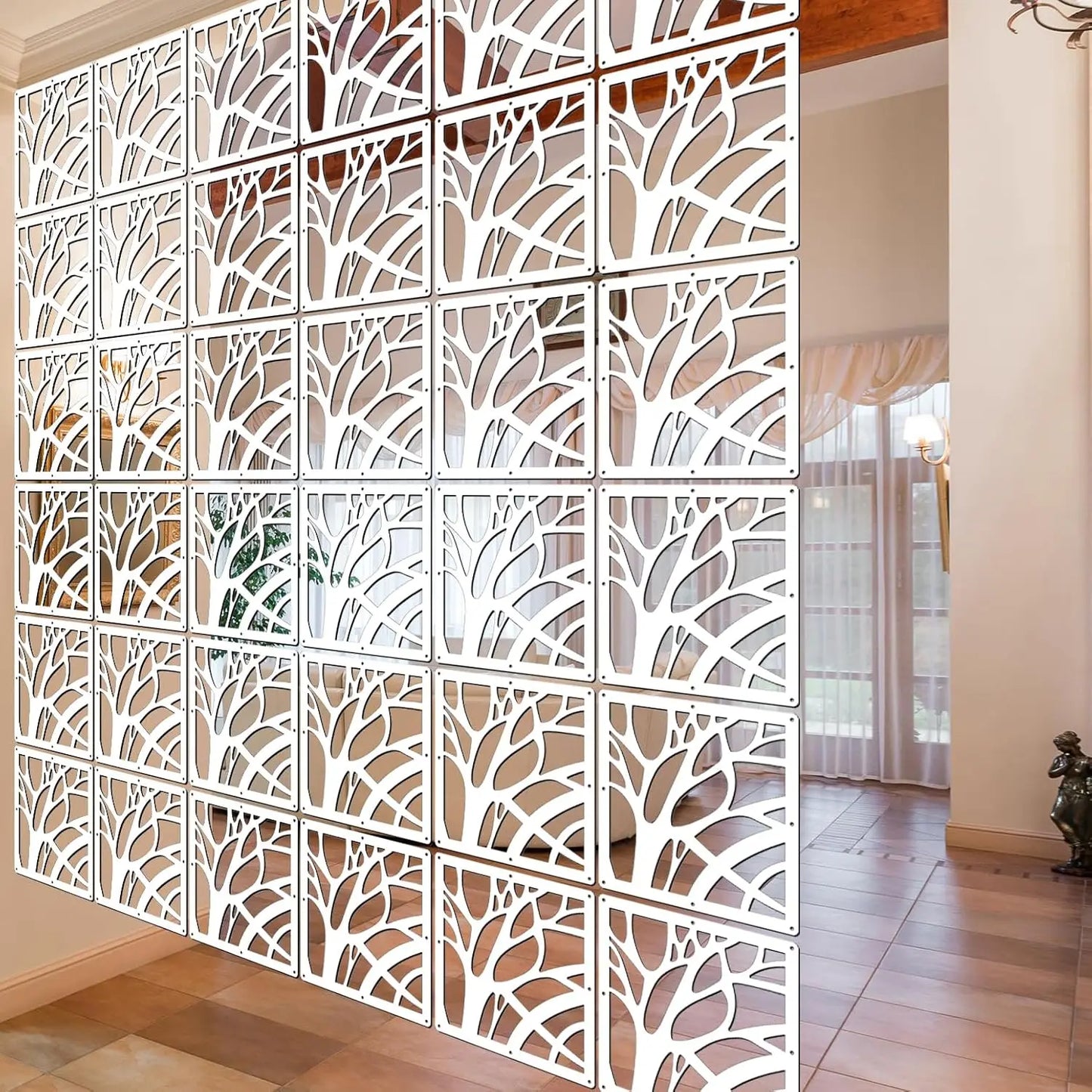 10 Piece Wood Plastic Thick Hanging Room Divider Panels For Home And Office