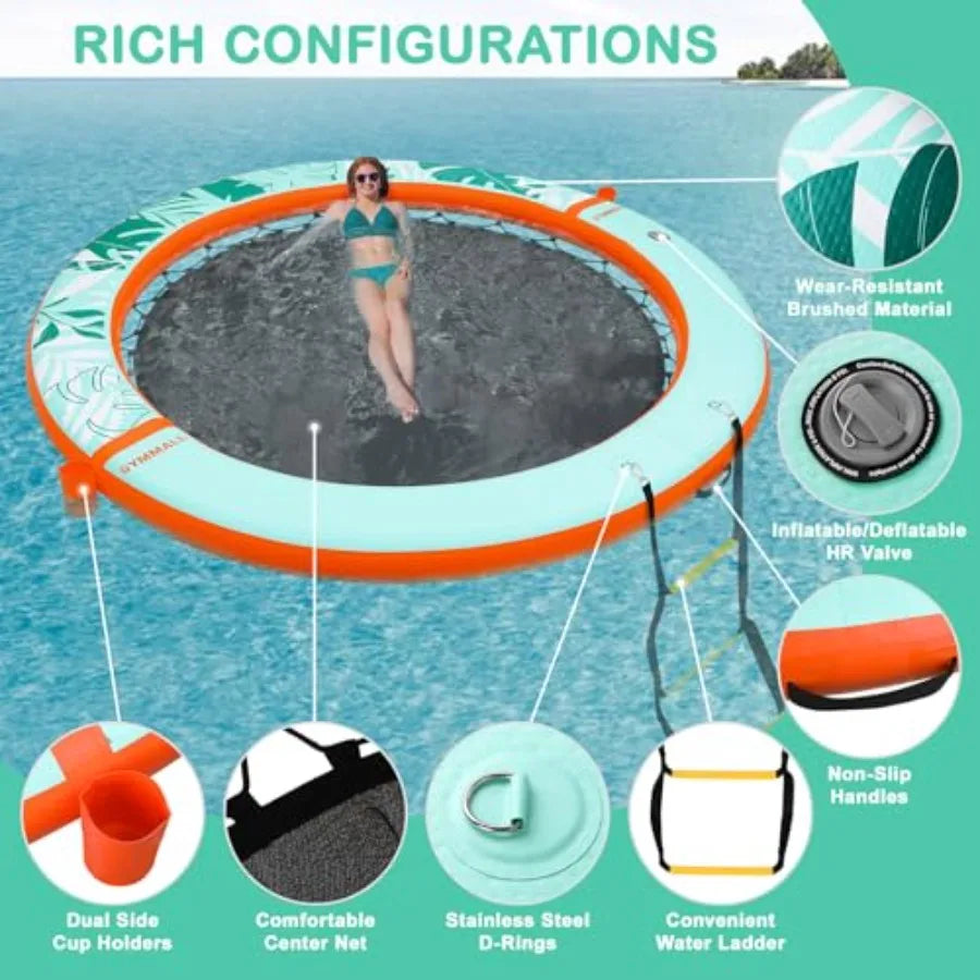 Inflatable Water Hammock 8 Feet Floating Dock With Mesh Tanning Platform