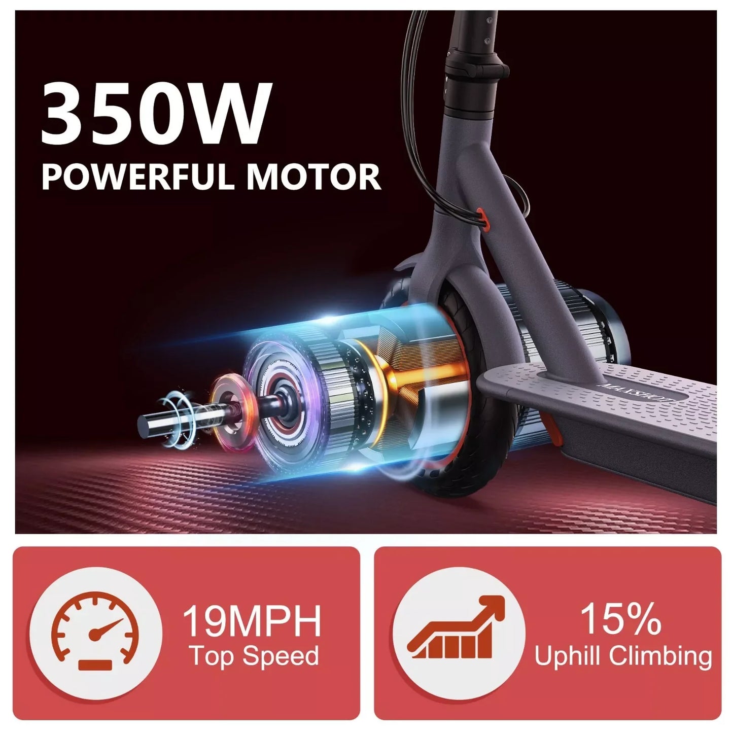 LADPED Electric Scooter 350W 19mph Smart Folding Waterproof Anti-Skid 8.5 Inch Shock Absorbing Two-Wheel Scooter