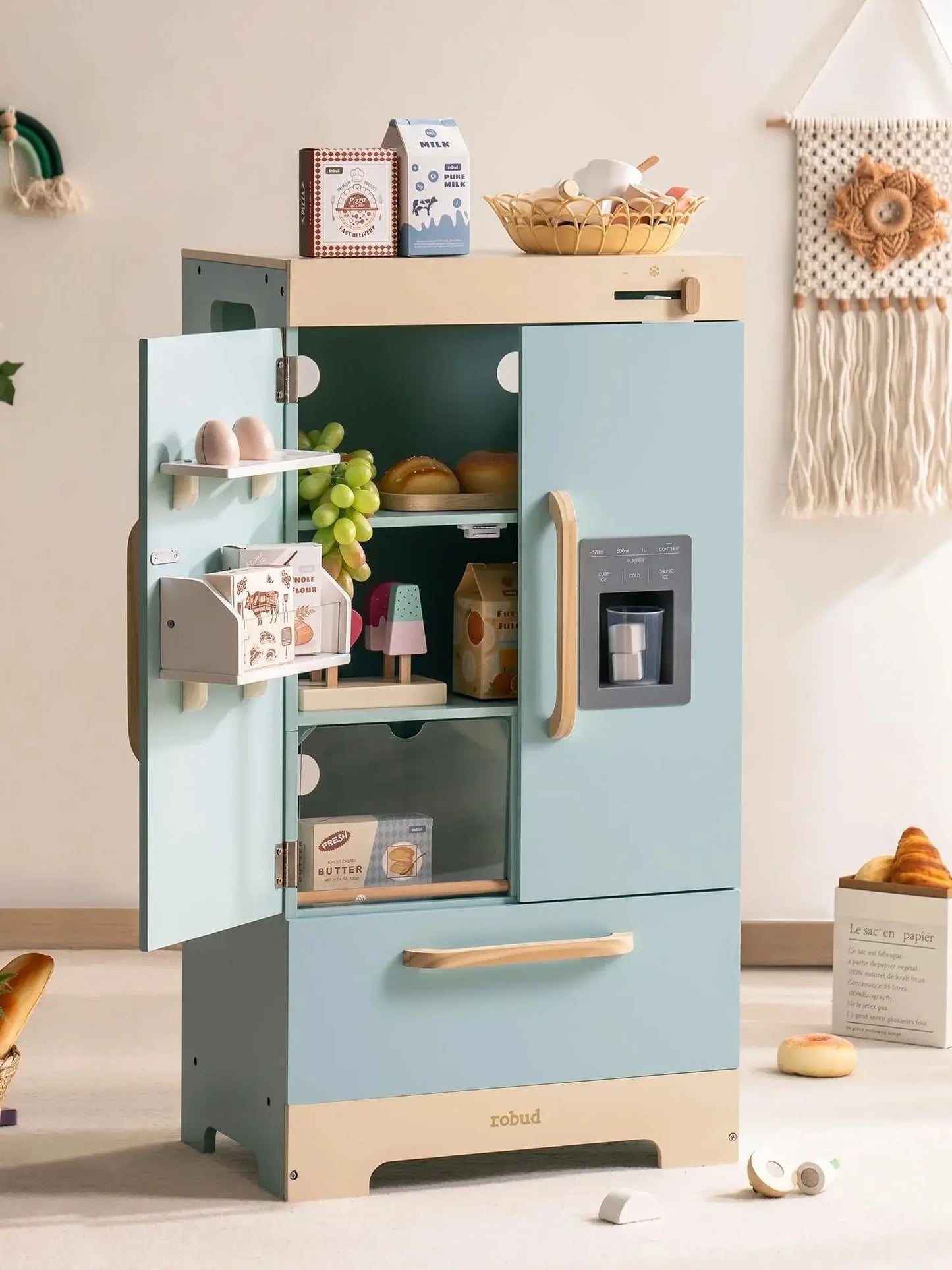 Robotime Robud Wooden Kitchen Washer Playset For Kids Blue