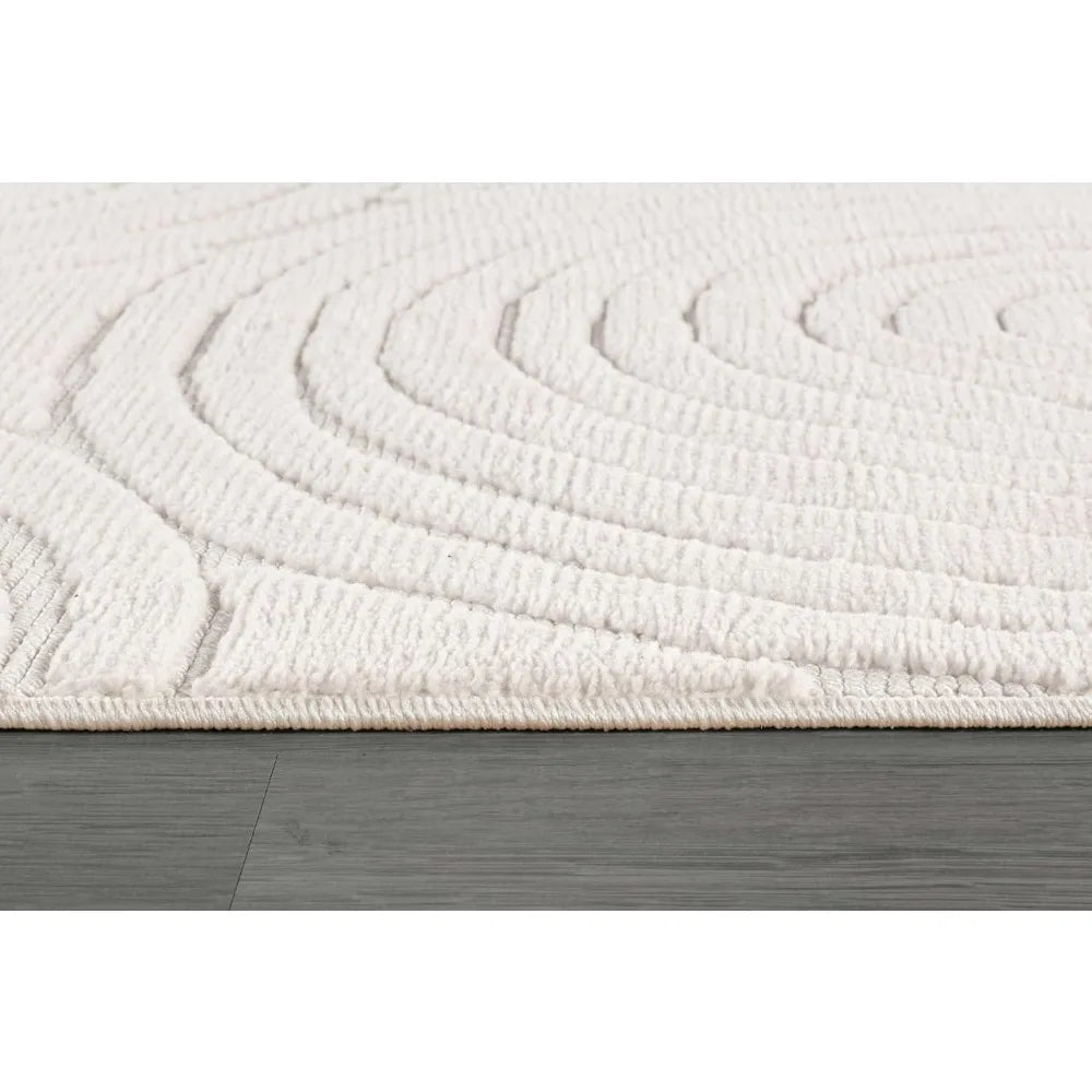 Micro Loop Area Rug Light Gray 9x12 Geometric Modern Luxury Circular Durable Soft Indoor Rugs for Living Dining Room Office