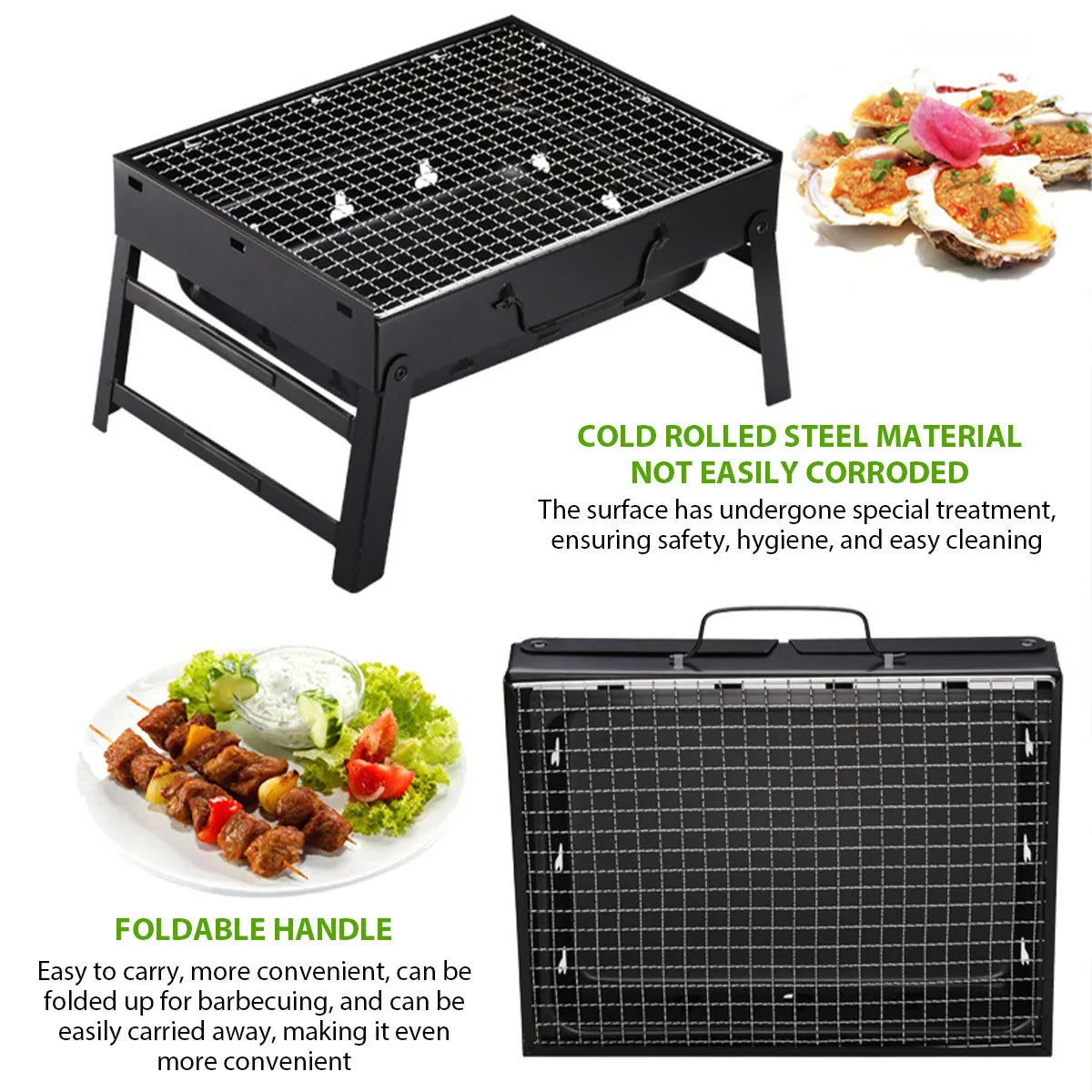 Portable BBQ Charcoal Grill Stainless Steel Mini Tool Kit for Outdoor Cooking Camping Picnic Beach