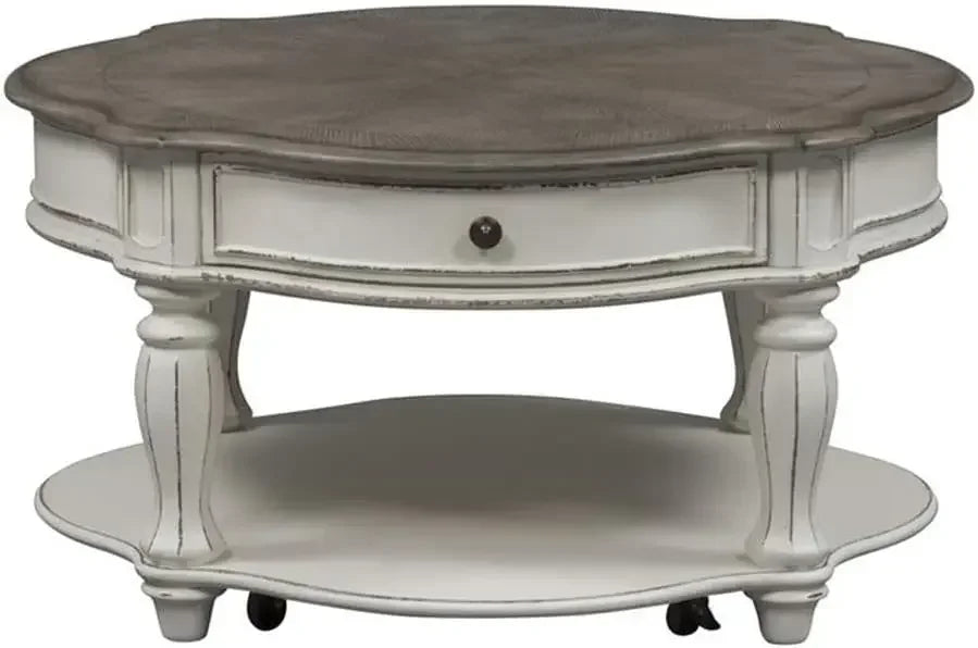 Round Cocktail Table 38 Inch White Modern Living Room