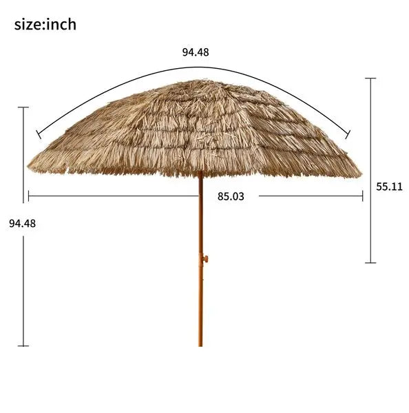 8 Foot Thatch Patio Tiki Umbrella Raffia Palapa Straw Beach Shelter