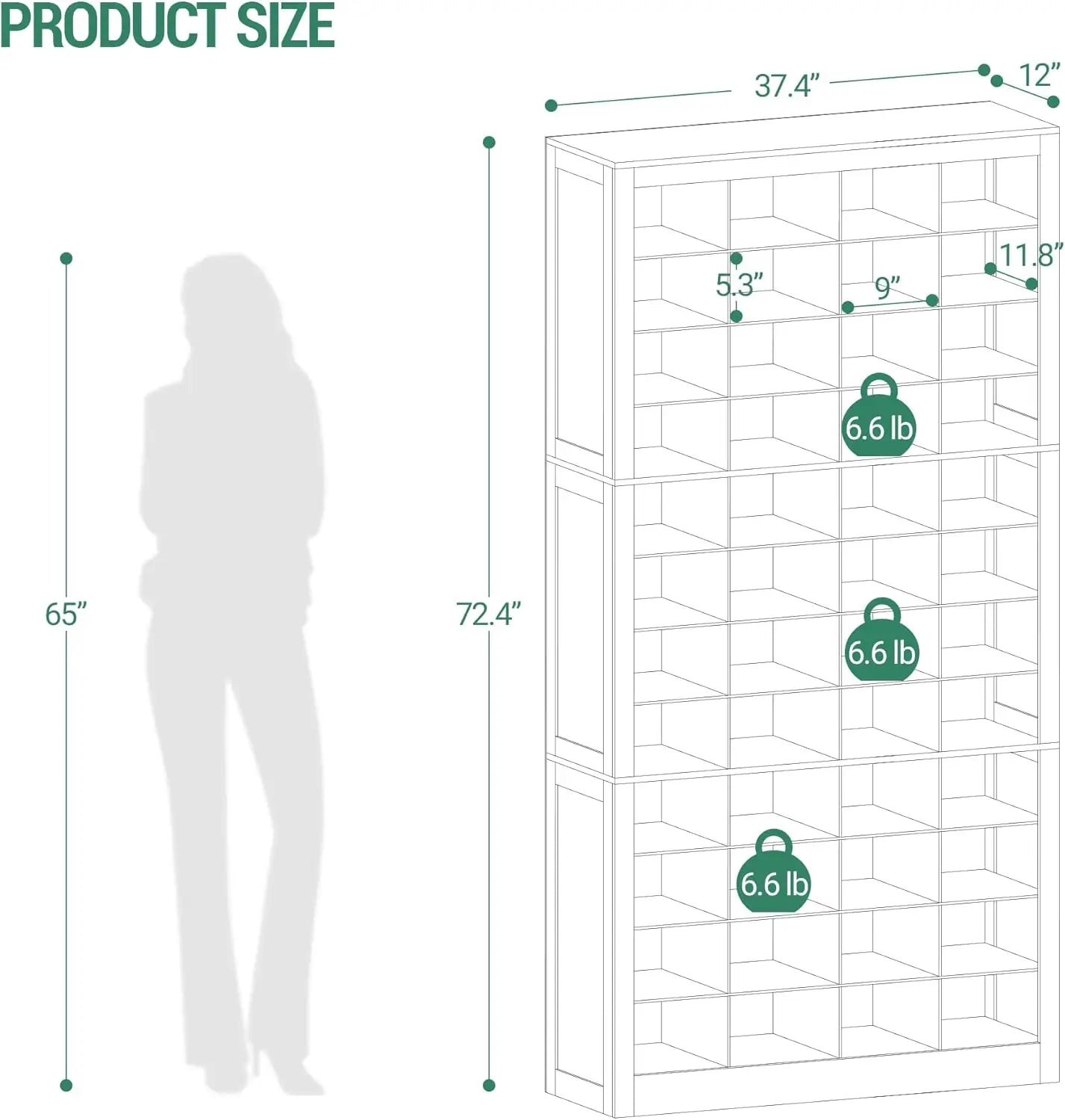 48 Pair 12 Tier Freestanding Shoe Storage Cabinet Vertical Organizer