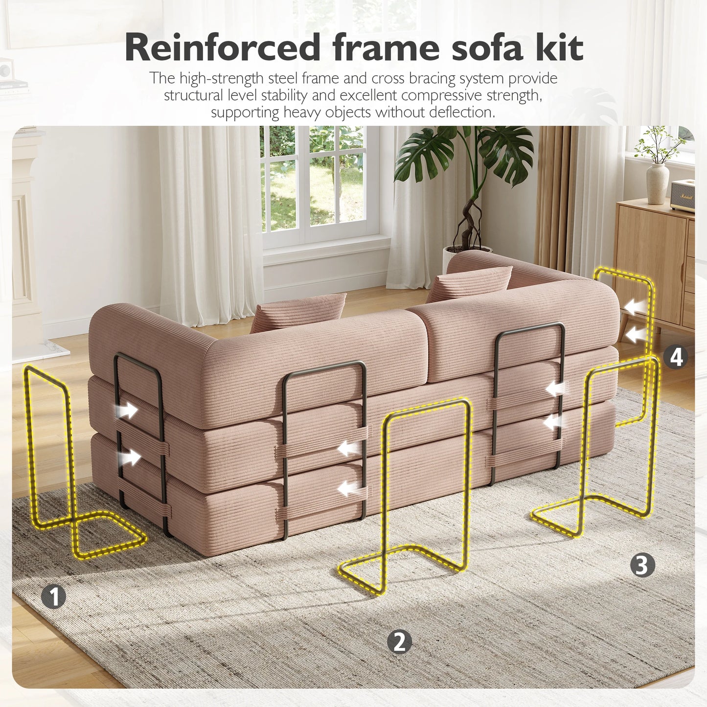 Convertible Floor Sofa Bed With Fixed Frame 5 In 1 Modular Sofa