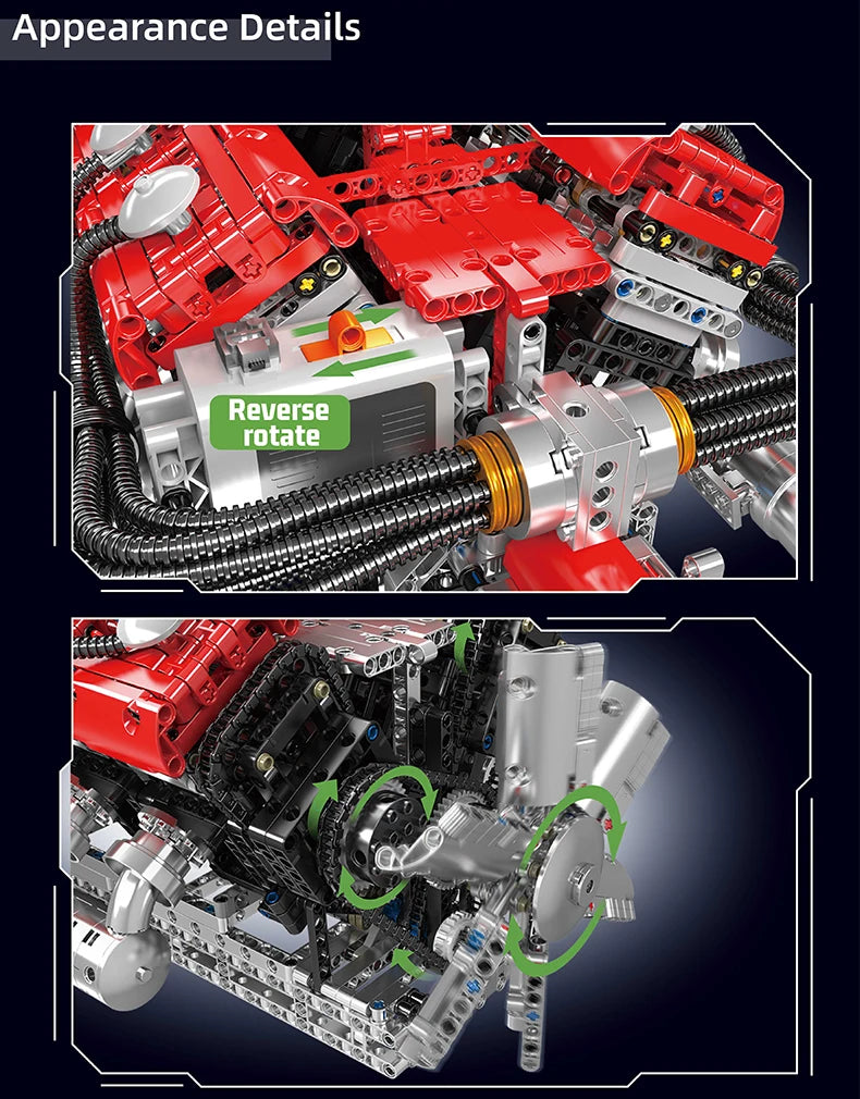 Mould King 10169 Speed Car V12 Engine Building Block Set For Kids Christmas Gift