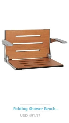 Teak Wood Wall Mounted Foldable Shower Seat 200Kg Capacity
