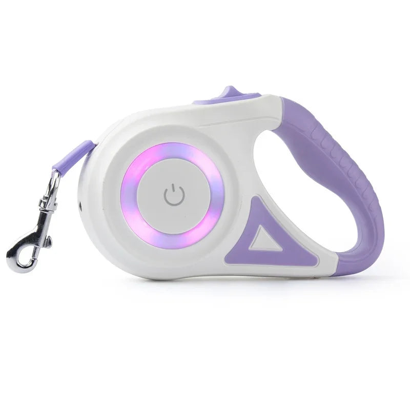 5M Automatic Retractable Dog Leash With LED Flashlight Durable Nylon