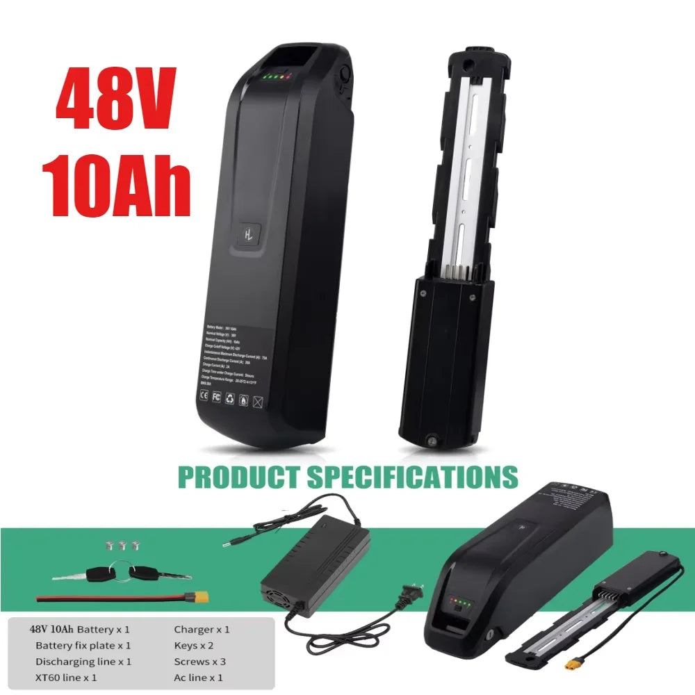 48V Li Ion Ebike Battery 10 20Ah For High Power Long Range