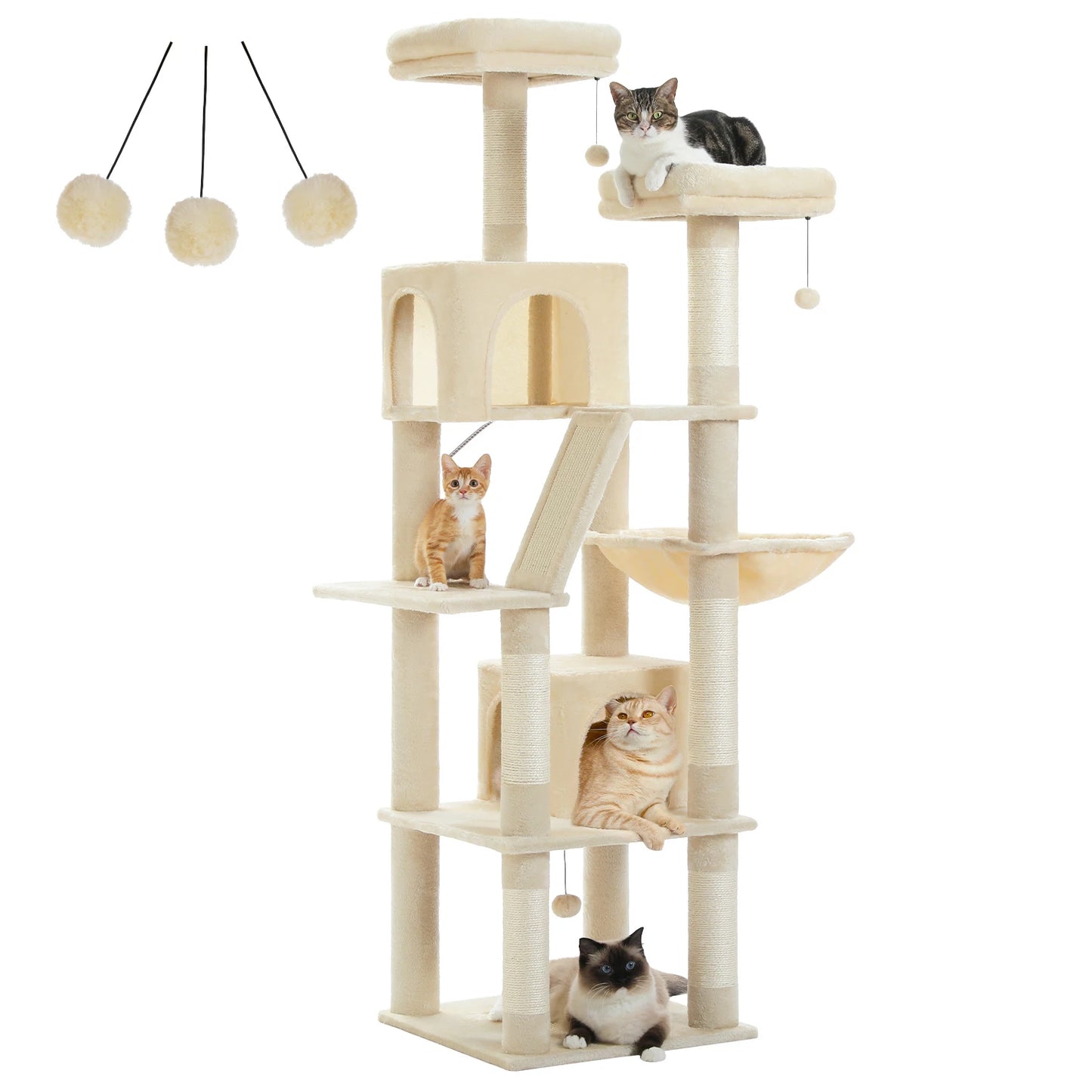 Large Cat Tree Tall Cat Tower for Indoor Cats Multi Level Plush Condo with Scratching Posts Boards Perches Caves