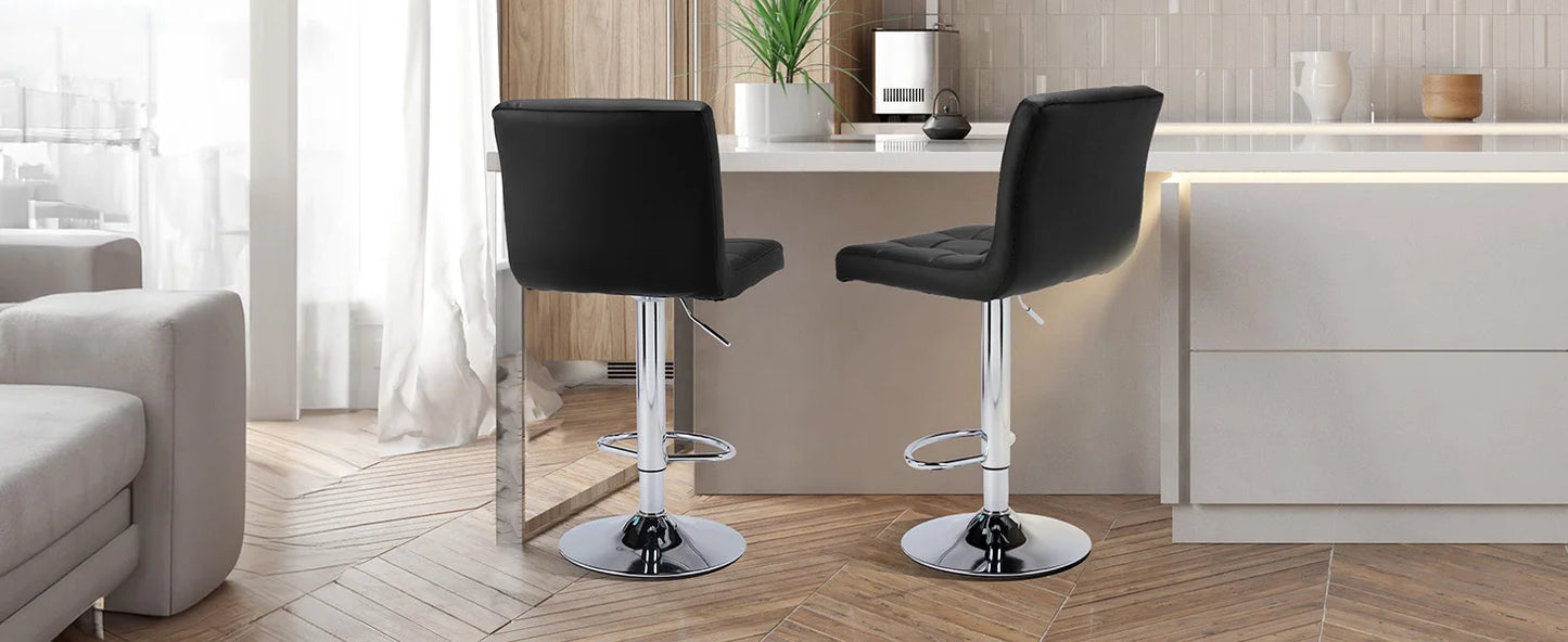 JHK PU Leather Bar Stools Set Of 2 Counter Height With SGS Gas Cylinder