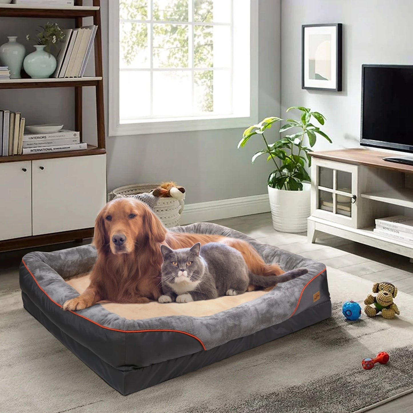 Jumbo Large Orthopedic Memory Foam Dog Bed Quilted Bolstered Elevated Cushion