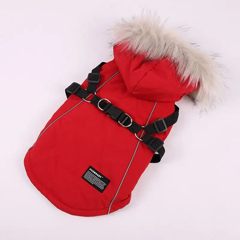 Winter Dog Jacket With Harness Waterproof Hooded Coat For Small Medium Dogs