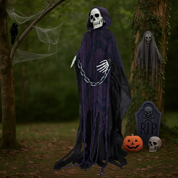 Life Size Grim Reaper Animatronic 6ft Decoration With Sound