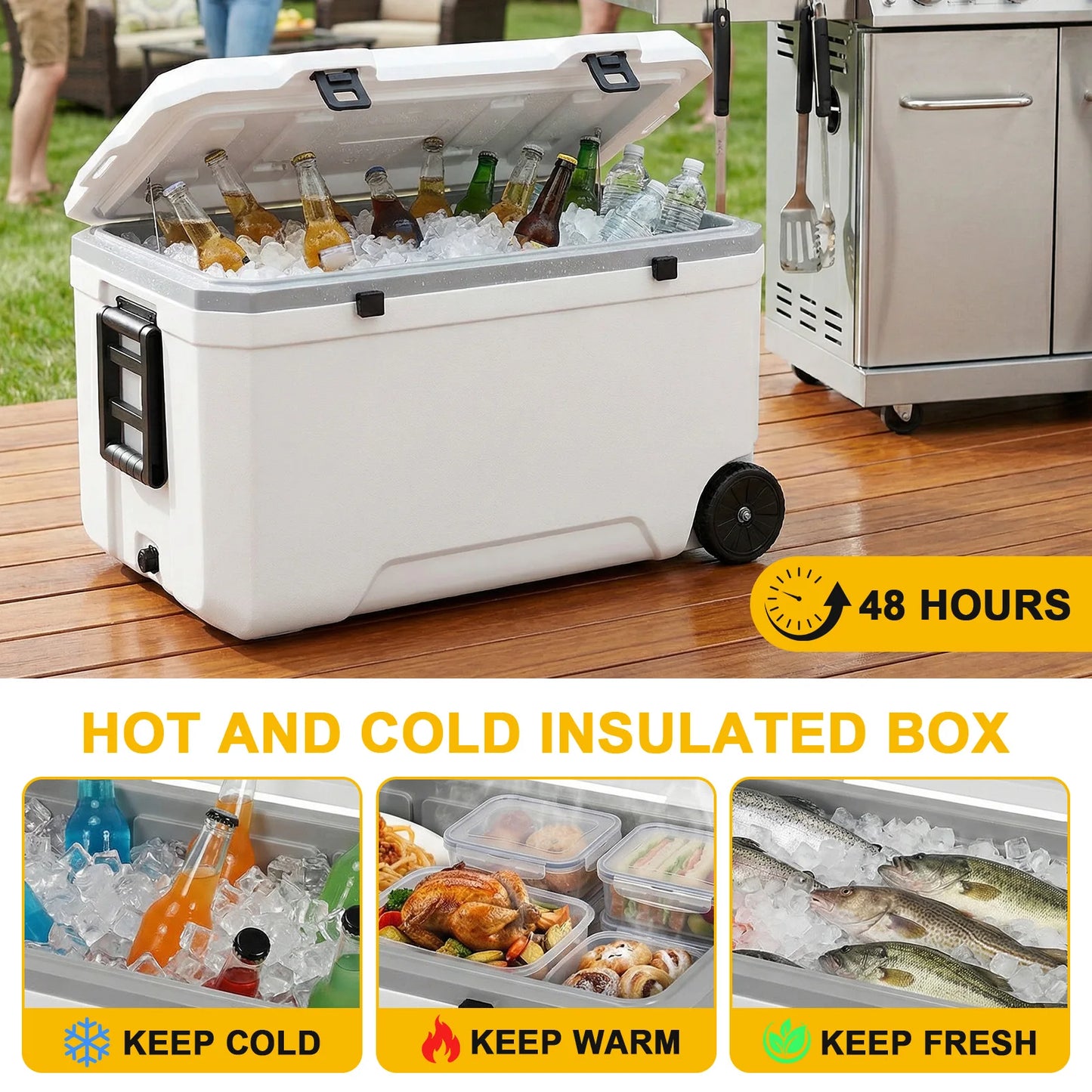 120L Insulated Wheeled Rotomolded Cooler Large Capacity For Beach Picnics