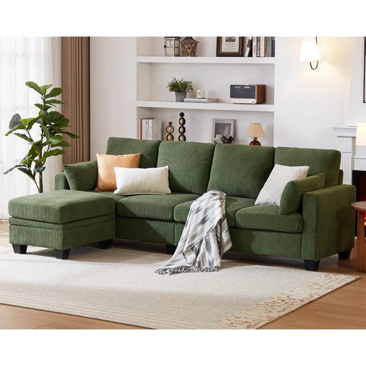 Corduroy Modular Sectional Sofa Ottoman Chaise L Shaped